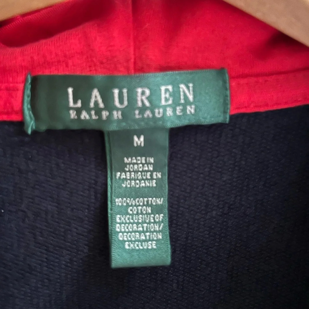 Lauren Ralph Lauren kids medium Zip Up Hoodie Sweater Jacket Blue Embroidered - Picture 5 of 8